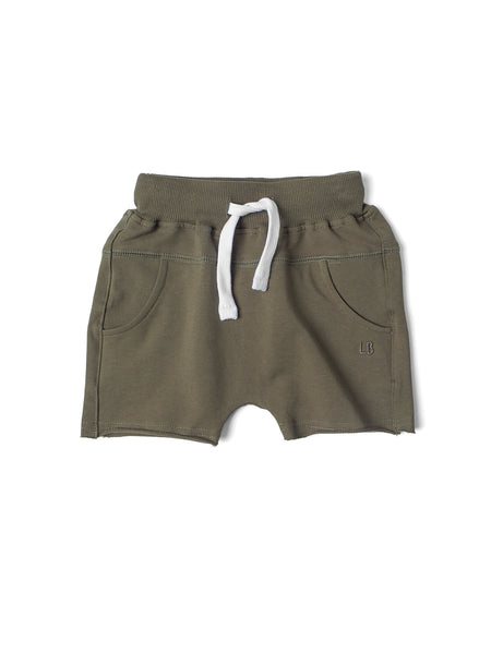 Raw Edge Harem Short - Dark Moss