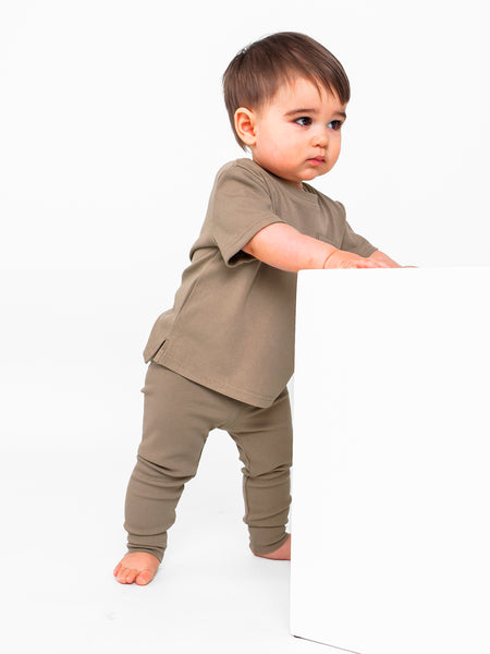 Ribbed Tee - Taupe