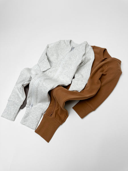 2-Way Zip Romper- Chestnut