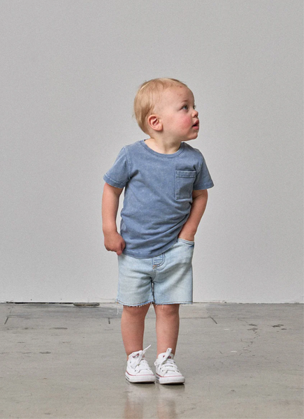 Acid Wash Pocket Tee - Navy