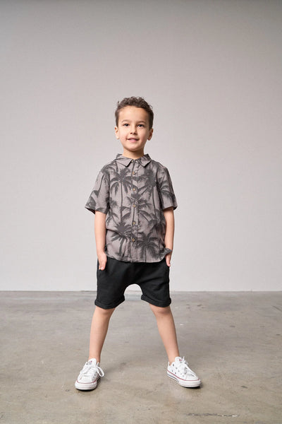 Palm Print Button Up