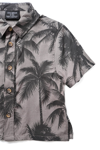 Palm Print Button Up