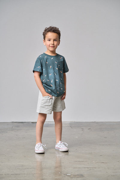 Stitch Pocket Jersey Short - Light Heather Grey