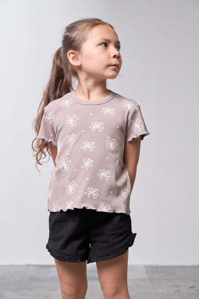 Ruffle Cotton Twill Short - Black