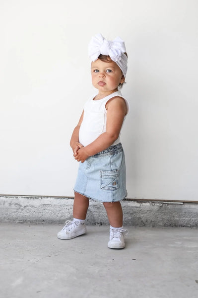Cargo Denim Skirt - Light Wash