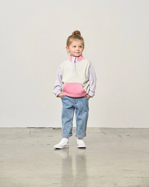 Colorblock Mockneck Pullover - Rose