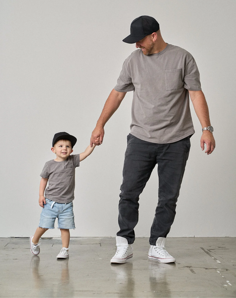 Acid Wash Pocket Tee - Grey