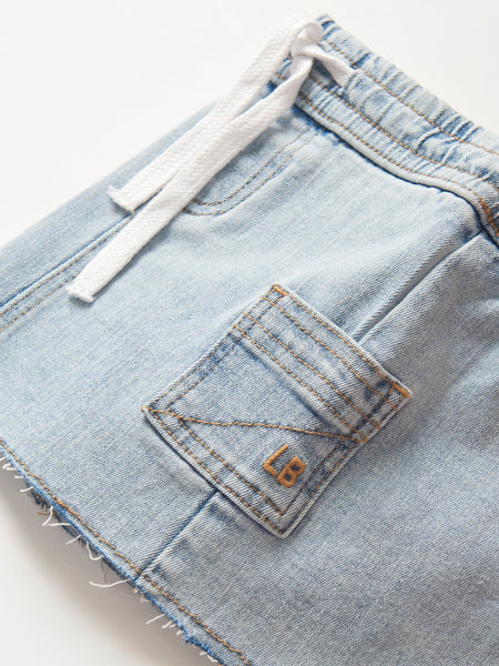 Cargo Denim Skirt - Light Wash