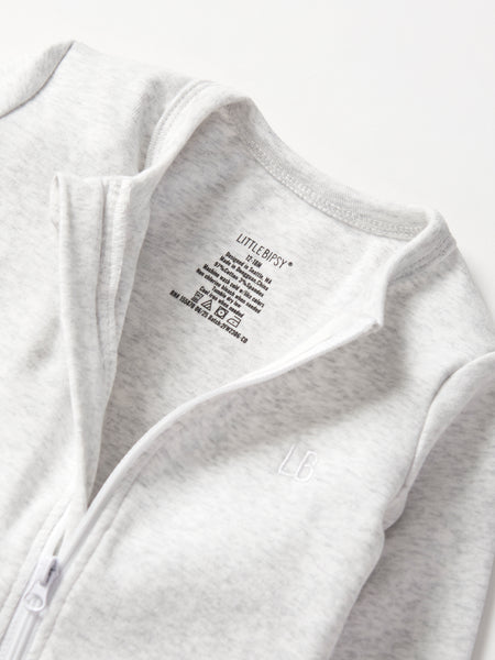 2-Way Zip Romper- Light Heather Grey