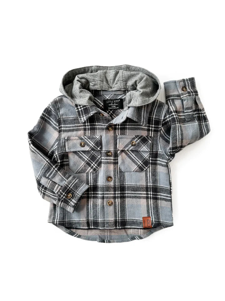 Plaid hooded hot sale flannel shirt