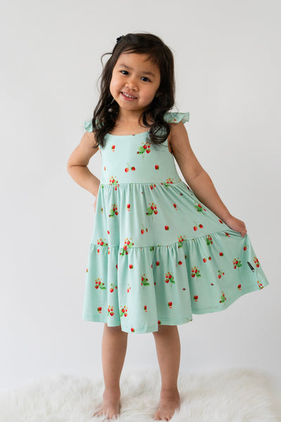 Ruffled Strap Tiered Dress - Strawberry Garden