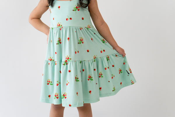 Ruffled Strap Tiered Dress - Strawberry Garden