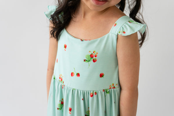Ruffled Strap Tiered Dress - Strawberry Garden