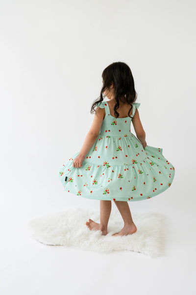 Ruffled Strap Tiered Dress - Strawberry Garden