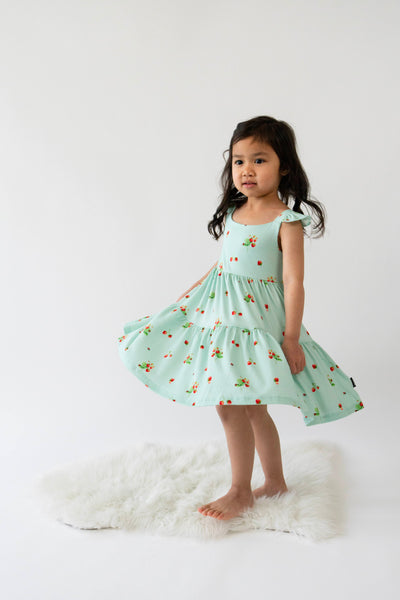 Ruffled Strap Tiered Dress - Strawberry Garden