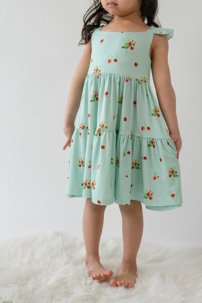 Ruffled Strap Tiered Dress - Strawberry Garden