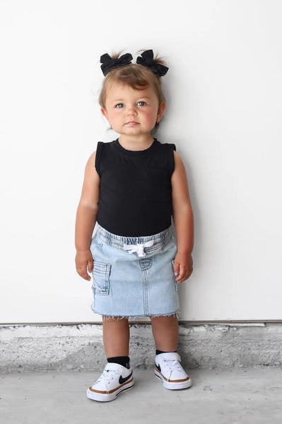 Cargo Denim Skirt - Light Wash