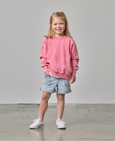 Washed Crewneck - Electric Pink