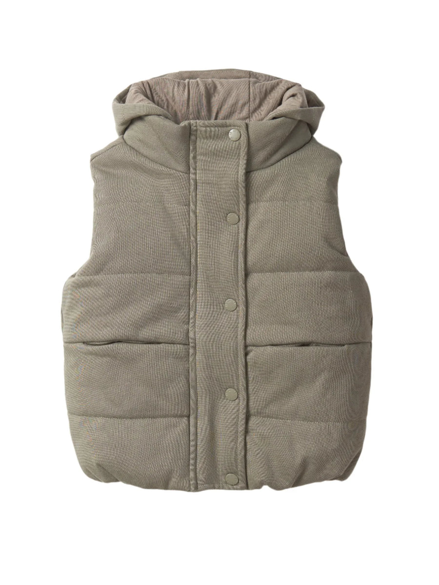 Hooded Puffer Vest Army Green