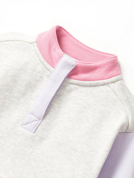 Colorblock Mockneck Pullover - Rose
