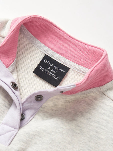 Colorblock Mockneck Pullover - Rose