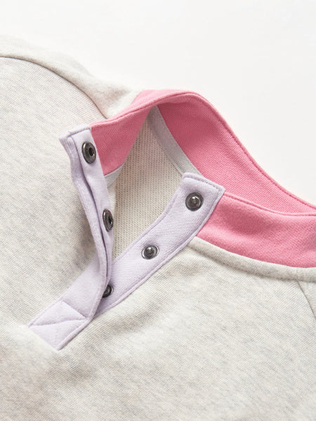 Colorblock Mockneck Pullover - Rose