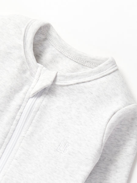 2-Way Zip Romper- Light Heather Grey