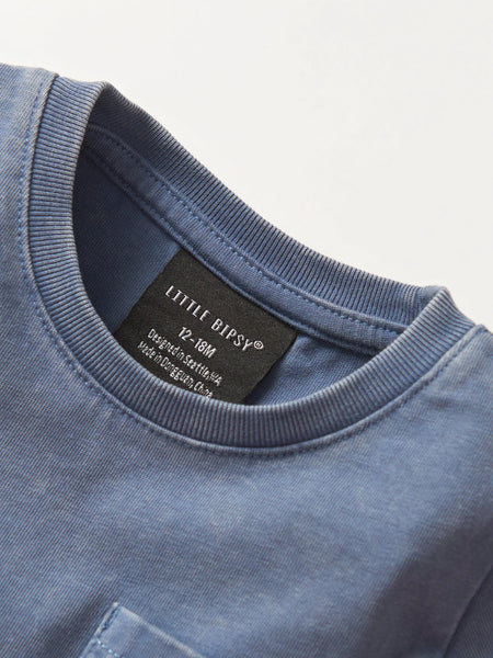 Acid Wash Pocket Tee - Navy