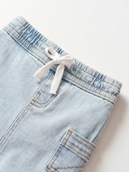 Cargo Denim Skirt - Light Wash