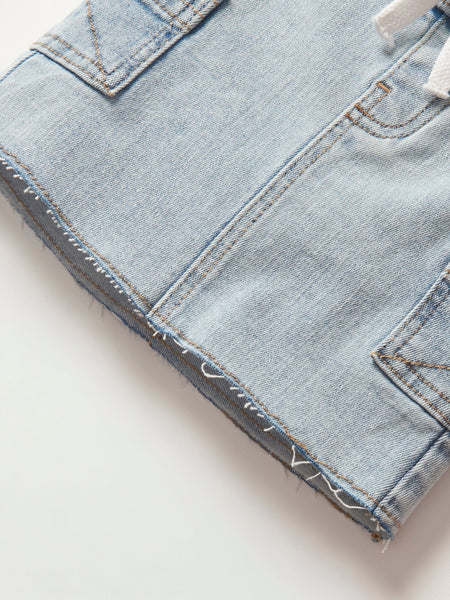 Cargo Denim Skirt - Light Wash