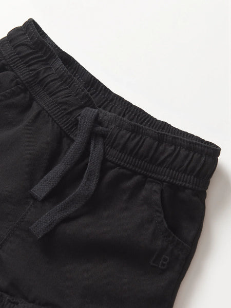 Ruffle Cotton Twill Short - Black