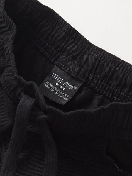 Ruffle Cotton Twill Short - Black
