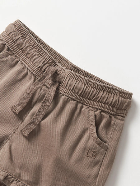 Ruffle Cotton Twill Short - Mushroom