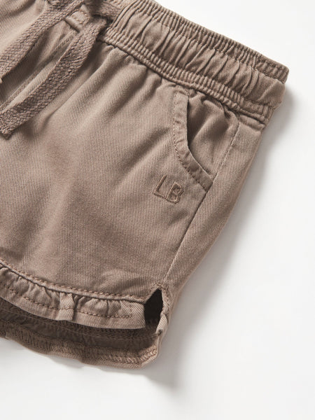 Ruffle Cotton Twill Short - Mushroom