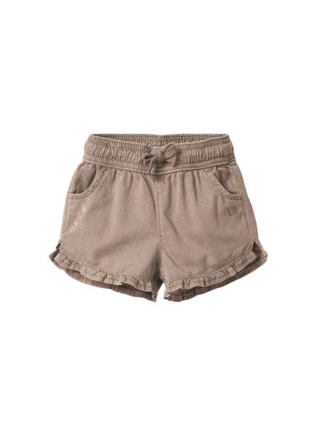 Ruffle Cotton Twill Short - Mushroom