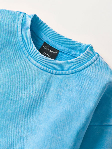 Washed Crewneck - Electric Blue