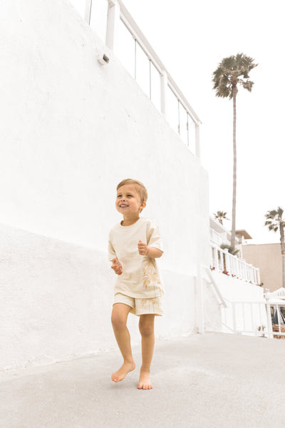 Resort Palm Sweatshort - Cream