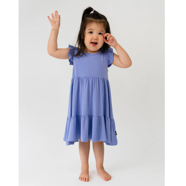 Ruffled Sleeve Bell Dress - Iris