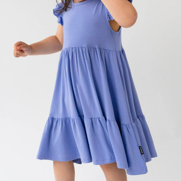 Ruffled Sleeve Bell Dress - Iris