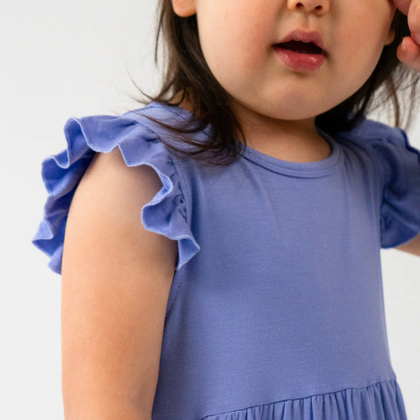 Ruffled Sleeve Bell Dress - Iris