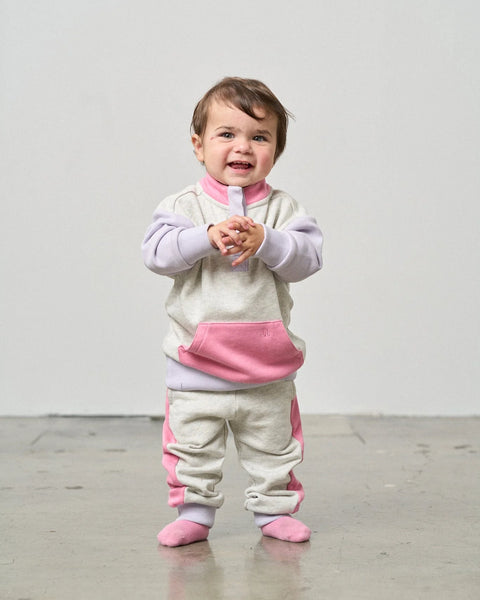 Colorblock Mockneck Pullover - Rose