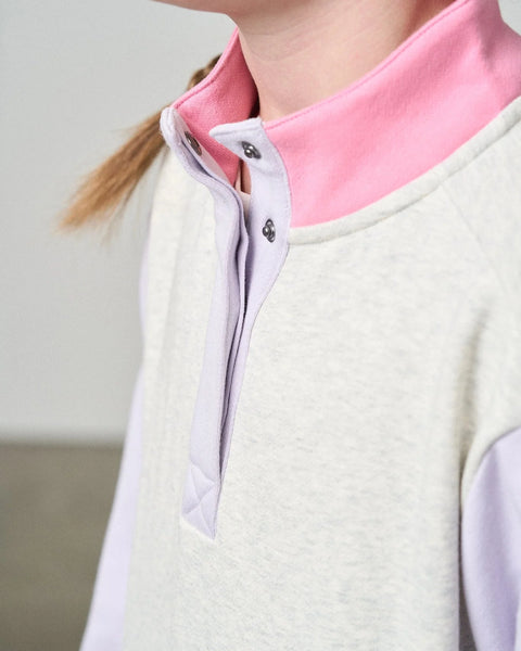Colorblock Mockneck Pullover - Rose