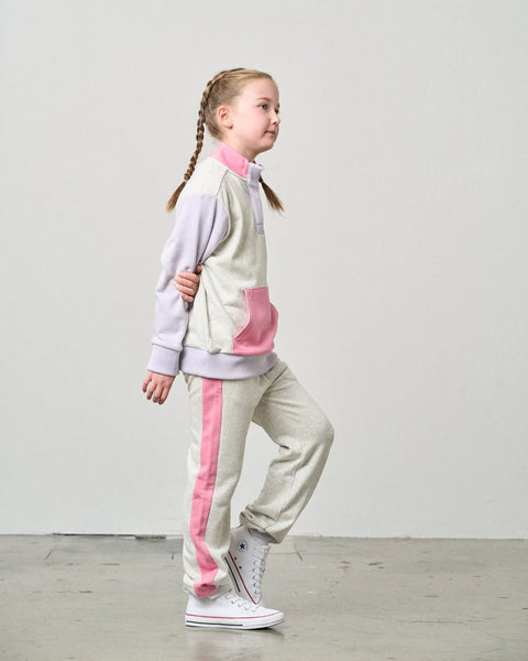 Colorblock Mockneck Pullover - Rose