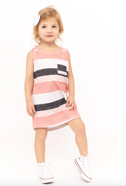 Washed Stripe Pocket Dress - Pink