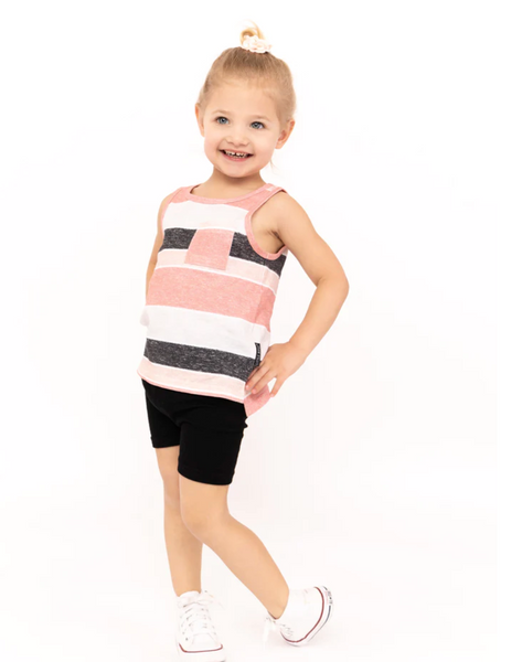 Washed Stripe Pocket Tank - Pink