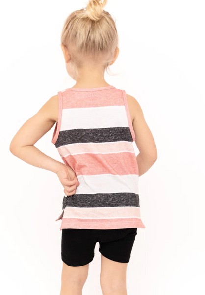 Washed Stripe Pocket Tank - Pink