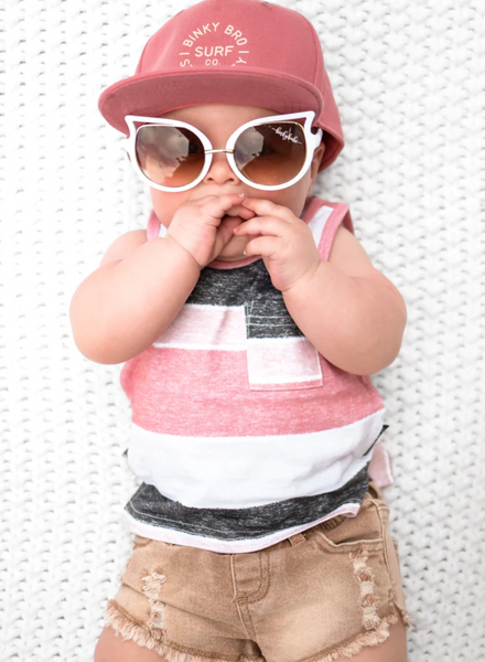 Washed Stripe Pocket Tank - Pink
