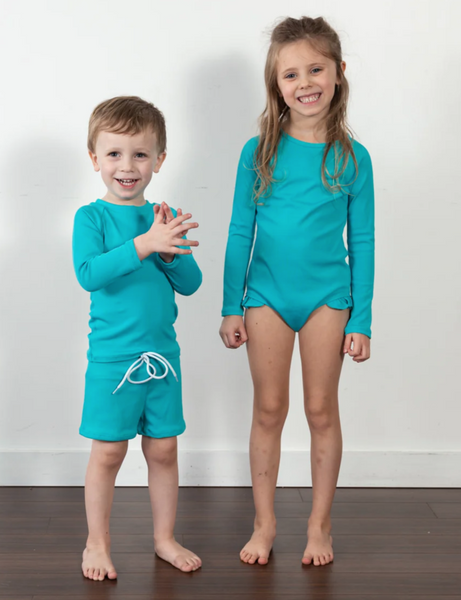 "Brights" Ribbed Blue Curaco Rashguard
