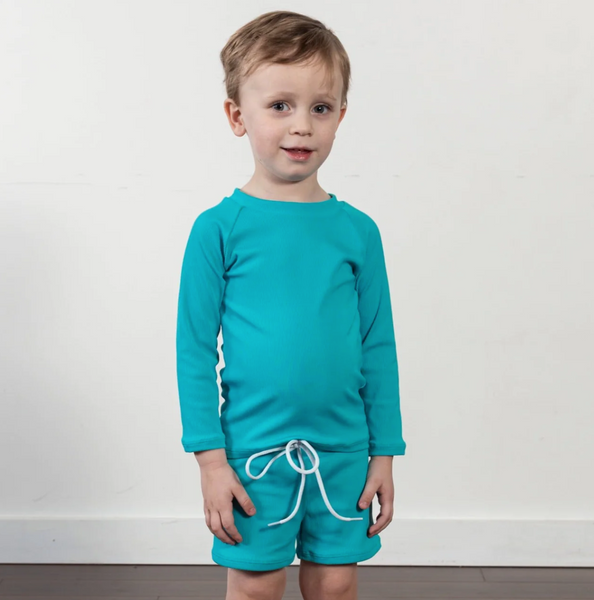 "Brights" Ribbed Blue Curaco Rashguard