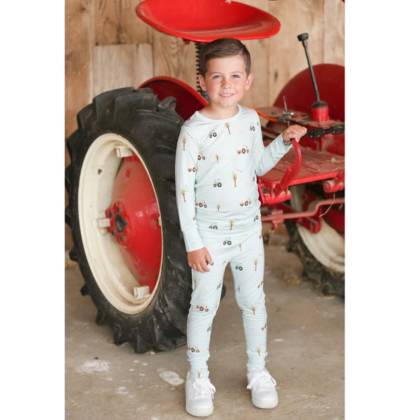 Long Sleeve PJ Set - Tractors